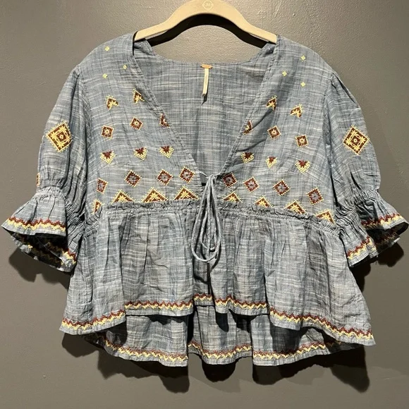 ✨Host Pick ✨ “FREE PEOPLE”  Talulah Embroidered Top, Ladies Size Small - Picture 4 of 12